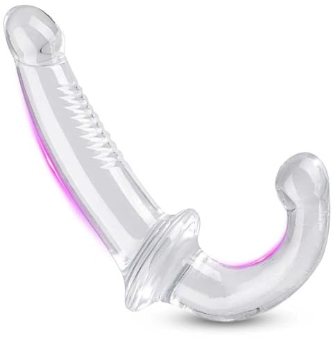 FLYSL Double Gode pour Strap-on Sex Toýs Couple Lesbiennes,Double Penetrateur Couple,Plug Anale Plug Anal Femme,Godes Ceintures Godemichets avec Ventouse,Jouet Sexualité Couple (Transparent)