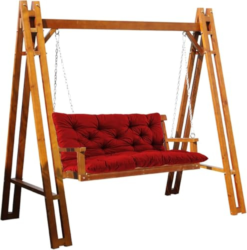 Genérico Cojines para Columpio de Exterior con Respaldo Impermeables para Banco de jardín Gruesos de Repuesto para Patio de 2 a 3 plazas con Lazos para sofá reclinable (150 x 50 x 50 cm Rojo)