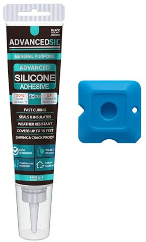 Black Silicone Sealant & Adhesive – Waterproof, Flexible, High Strength Multipurpose Sealant for Bathroom, Kitchen, Automotive, Glass, Metal & Outdoor Repairs