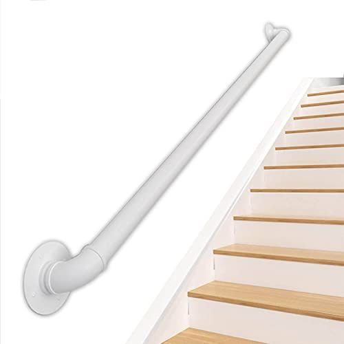 Barandillas de escalera blancas para exteriores con soportes de pared – Escalera il para pasillo de seguridad, barra de apoyo para barra de barra de pie para el hogar y el jardín