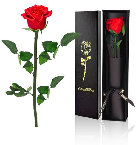 VBNZBK Ewige Rose als Geschenk, Rose mit Stiel, Exklusiv Personalisierte Geschenkbox, Mama, Ehefrau zu Weihnachten, Valentinstag, Muttertag