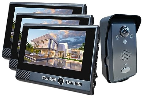 WAFOHSR 7 Inch Wireless Video Intercom In Private House Punch-Free Interphone Doorbell Entry Phone Intercoms For The Apartment Two Way Audio(818-1D-3S)