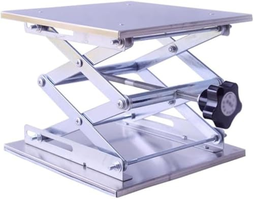 Generisch Manueller Hubtisch, kleine Hebeplattform aus Edelstahl, Scheren-Laborheberständer, hohe Tragfähigkeit, manueller Miniatur-Hubtisch, for RC-Cars und Laborgeräte(25 * 25cm)