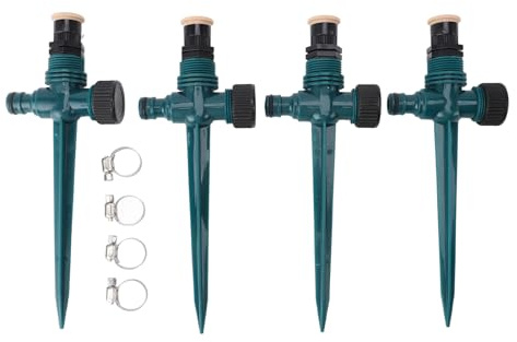 Baxnore Arroseurs de Jardin Professionnels 4 Pièces Arroseur de Pelouse à Rotation Automatique Efficace à 360 Degrés pour Système d'arrosage de Jardin de Patio de Cour extérieure M (Vert foncé)