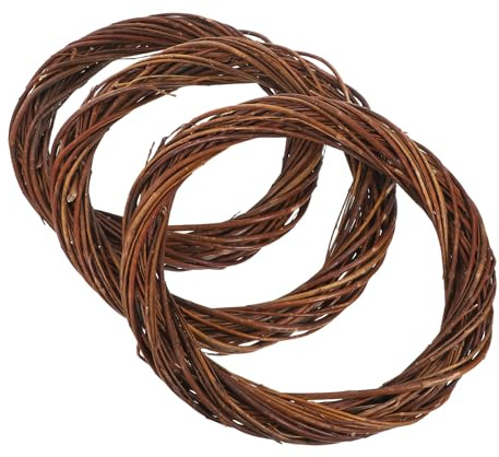NOLITOY Lot de 3 Couronnes Artisanales en Rotin 30 Cm Couronnes de Vigne Fines pour Décoration Mariage, Fêtes et Loisirs Créatifs, Guirlandes Naturelles Légères et Personnalisables