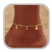 HARJJME Fußkettchen für Damen 18K Vergoldet Wasserfest Fussketten für Frauen Gold Verstellbar Boho Fußkette Gänseblümchen Perlen Fusskette Sommer Strand Fußschmuck Geschenk für Teenager Mädchen