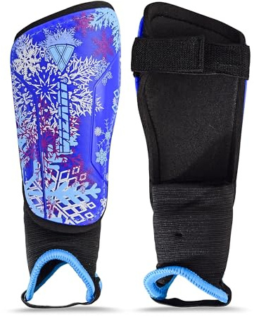 Vizari Frost 2 Fußball-Schienbeinschoner für Kinder - Vielfältige Größen, leicht, mit Knöchelschutz. Stilvolles Design, Blau/Violett, Größe L