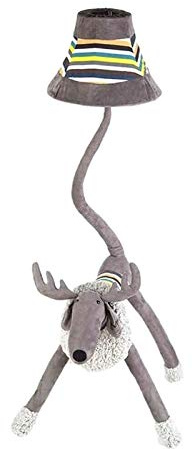 JBKNAN Personalisierte niedliche Tier Baumwolle Stehlampe für graue Plüschhirsche,Schreibtischlampe dekorative Tischlampe für Räume,Cartoon Tier Stehlampe mit biegbarem Schwanz AA+(Dimmer switch)