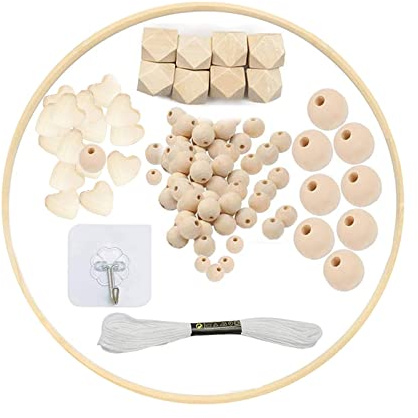 Seasboes Marco móvil de madera para bricolaje, marco móvil de madera, juego de campanilla de cama, kit de campana móvil para bebé, juguete hecho a mano, decoración del hogar, regalo para niños (área