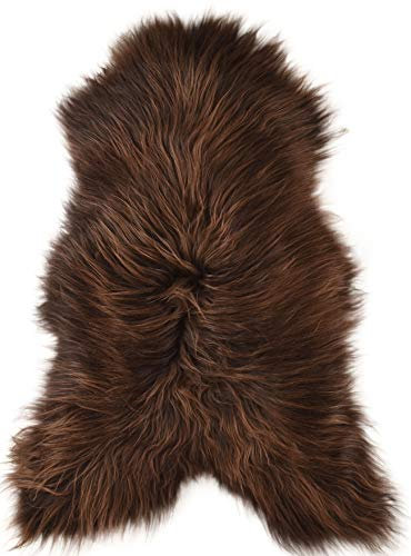 LAMMFELL Chestnut BRAUN GEFÄRBT LANGWOLLIG 110-120 cm Lang XL ECHTES ÖKO Island SCHAFFELL BRAUN GEFÄRBT