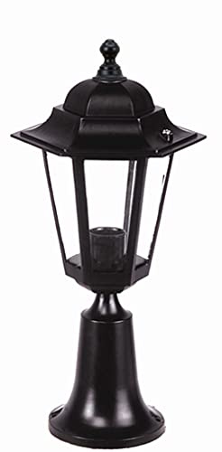 Licht-Erlebnisse Rustikale Sockelleuchte außen 42cm regengeschützt Schwarz Aluminium E27 Außenlampe Garten Terrasse HYSAIA