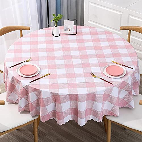 XQSSB Wachstuchtischdecke Wachstuch Wachstischdecke Verbrühungsschutz Tischabdeckung Gartentischdecke für Gastronomie Feste Party Hochzeiten Rosa Weiß B 180cm Runder Durchmesser