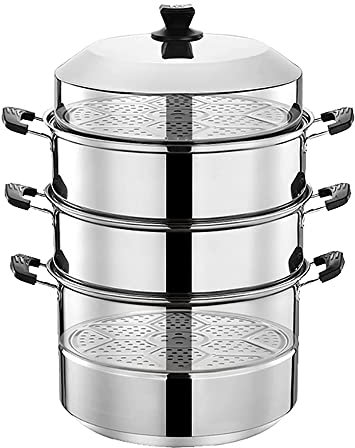 MNSSRN Edelstahldampfer, mehrschichtige Dicke 4-6 Personen des Haushaltsdampfdampfers mit großer Kapazität gedämpfter Brötchentopf,40cm