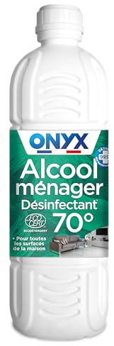 Onyx - Alcool Ménager 70° - Produit Désinfectant - Nettoyant - Dégraissant- Multi-Surfaces - ECOCERT - 100% d'Ingrédients d'Origine Naturelle - Fabrication Française - 1L