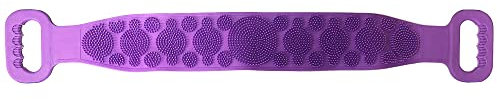 SILVANO Cepillo de Ducha para Espalda - Cinta de Goma Exfoliante - Incluye Asas en los Extremos - Superficies con Relieves - Largo de 75 cm - Ideal para Limpieza Profunda - Color Morado