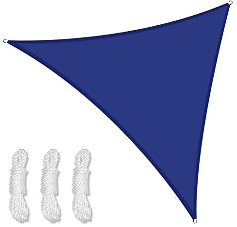 PRELGOSP Voile Dombrage Triangulaire, étanche Voiles D'Ombrage pour Patio, Toile Auvent Triangle pour Jardin Terrasse Balcon, Bloque 90% Rayons UV (2.4x2.4x2.4m,Blue)