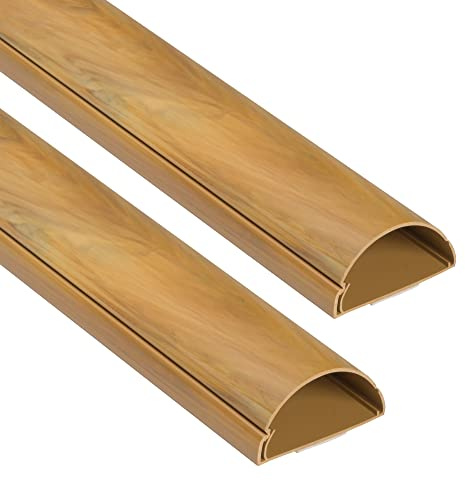 D-Line Maxi 1M5025O-2PK, Canaletas decorativas para cables de TV, Cubre los cables de TV en la pared - 2x 50mm (anch.) x 25mm (alt.) x 1-metro longitudes (2-metro) - Efecto Roble
