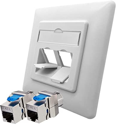 ARLI Cat8.1 Netzwerkdose Keystone Dose 2 Port/Fach Netzwerk Datendose geschirmt Metall Gehäuse RJ45 Schnappverschluss LSA Snap In Montage