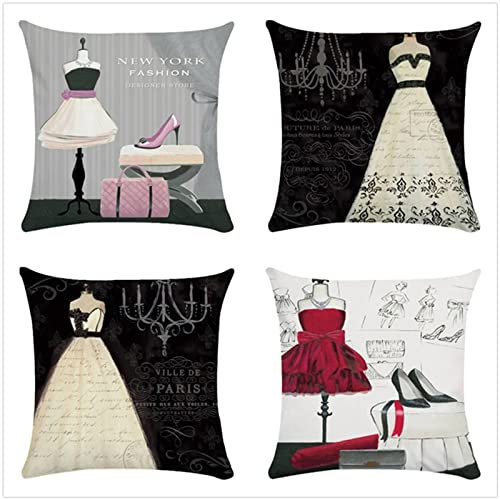Kissenbezug 35x35cm 4er SetBoho Wohnzimmer Outdoor Deko, Schlafzimmer Zimmer Dekor Kissenhülle Kissenbezüge mit Verstecktem Reißverschluss, Couchkissen, Sofakissen Weinachten Schönheit Anziehen