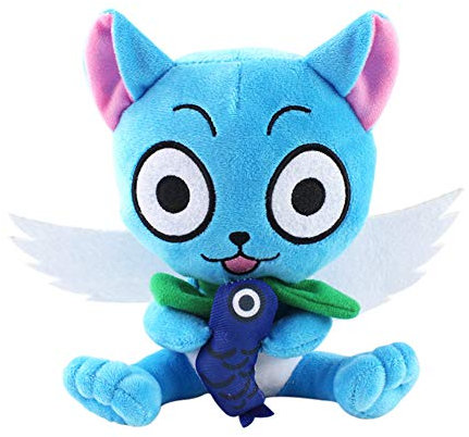 Jilijia Fairy Tail Plüschpuppe, Natsu Dragneel, weiches Stofftier, Anime, glückliche Katze, Plüschtier, niedliches Wurfkissen, kreatives Kissen, Geschenke (glückliche Katze, 17 cm)