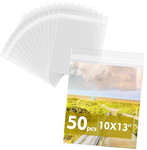 Mat Board Center, 50 Pack 10 7/16 x 13 1/4 Acid-Free Crystal Clear Sleeves Storage Bags for 10x13 Art Prints/Pictures/Photos/Framing Mat Mattes
