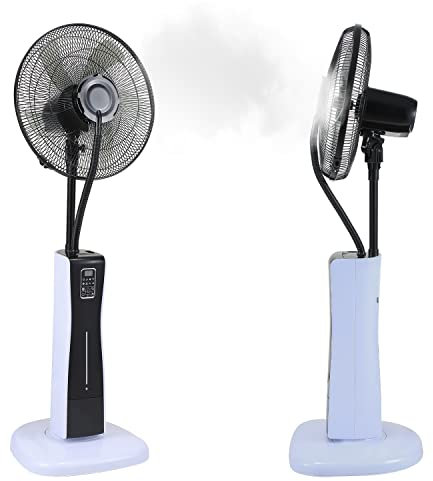Joparri Ventilateur brumisateur, Ventilateur sur pied 3 modes 3 vitesses oscillant silencieux, avec télécommande, fonction minuterie, ventilateur sur pied avec humidificateur