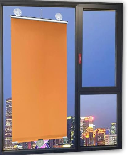 Verdunkelungsrollos Saugnapf-Sonnenschutzvorhänge, tragbare/einziehbare Jalousie, fensterrollo Rollo, Universal Rollo für Reise Babyzimmer, temporäre Verdunkelung Thermo,Orange-35x125cm/14x49in