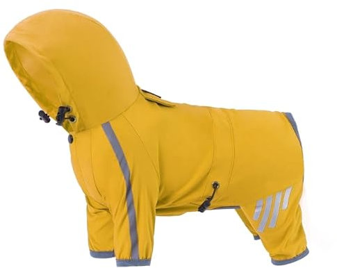 Hund Regenmäntel Haustier Mit Kapuze Regenmäntel 4Bein Regenjacken Reflektierende Hund KleidungRegenmantel Hautfreundliche RainyWear Pet Supplies Wasserdichte Hundemantel Hund Regen Anzug Mit Kapuze