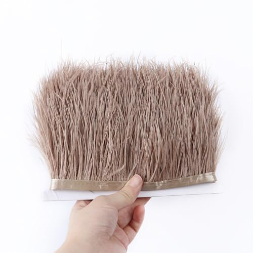 SYSUII 2M Straußenfedern Federn Fringe Trim,6-8cm Breite Bastelfedern DIY Straußfeder Satinband Band Fransen Straußenfedern Borte für Bekleidung DIY Nähen Handwerk Kostüme DIY Dekoration -braun