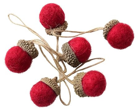 PRETYZOOM 6 Stück Filz Kiefernzapfen Anhänger Rot Weihnachtsbaum Hängedekoration aus Wollfilz für Heimdekoration Festtagsdeko