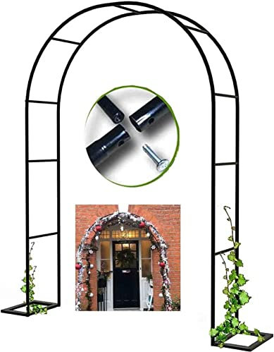 Arche Jardin Aluminium Largeur, Arche À Rosiers Métal, Filet À Plantes Grimpantes, Filet de Treillis, pour Récolte de Concombres, Légume, Vignes, Plantes Grimpantes,Noir,280x220x40CM