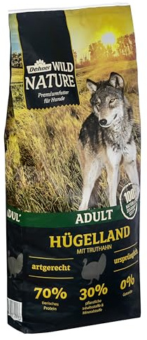 Dehner Wild Nature Hundefutter Hügelland, Trockenfutter, Truthahn 12 kg | getreidefrei, für ausgewachsene Hunde