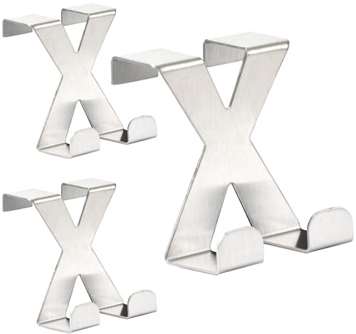 RICOO Appendino da Porta, MH031Sx3 in Acciaio Inox, Elegante e Multifunzionale, Senza Foratura, 6x5x4,5 cm, Argento, Ideale per Bagno, Cucina, Camera