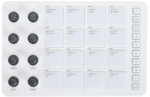 Controller MIDI Wireless 16 RGB, MIDI Controller, Pad Retroilluminati con 8 Manopole Rotanti per DJ, Music Produzione e Performances Live
