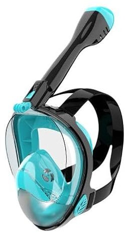 Jemora Maschera da Snorkeling Integrale, Attrezzatura Subacquea per Adulti e Bambini, con Vista panoramica a 180°, Design Anti-perdite, Anti-Appannamento e Supporto per Fotocamera.