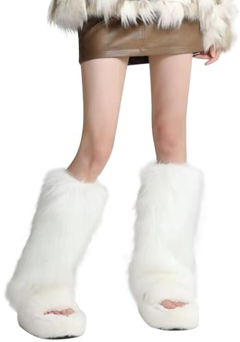 Pelz-Beinstulpen, flauschige Beinstulpen aus Kunstfell, Beinstulpen für Damen, pelzige Beinstulpen, 80er-Jahre, Damen-Fell, lange Stiefelstulpen, Abdeckung für Winter, warme Kleidung, y2k,