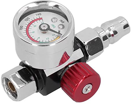 G1/4in Thread Paint Spray Gun Air Pressure Regulator Valve, Gauge 0-140psi/0-10bar, Stainless Steel, for Professional Paint Lovers or New Starter