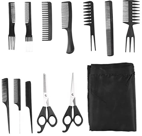 Healeved 1satz Teiliges Haarschneider-set Für Männer Professionelles Friseurwerkzeug Mit Scheren Kamm Rasierutensilien Und Schürze Für Salon Oder Heimgebrauch Schwarz