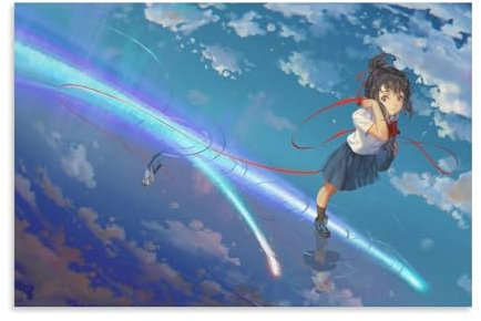 ZCHLATGDE Your Name Kimi No Na Wa Póster de Película de Anime Pintura Decorativa Lienzo Arte de Pared Salón Póster Dormitorio Pintura, Arte de Pared Impresión de Imagen Moderna Decoración de