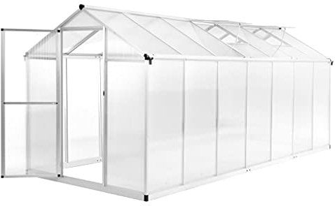 Aluminium Gewächshaus Groß mit Lüftungsöffnung, UV-beständig und frostsicher, Winterfest Tomatenhaus, Begehbarer Anzucht Gewächshaus, Treibhaus für Pflanzen und Blumen, 421 x 190 x 195 cm