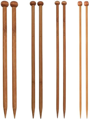8 Pcs Wooden Knitting Needles Set - Different Sizes Bamboo Needles for Blanket, Scarf and Larger Projects - Huge Needle for Arthritic Fingers
