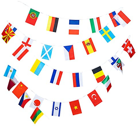 TOKIDNY Internationale Länderflaggen Wimpelkette Für Partys Und Festivals Bunte Dekoration Für Bars Fenster Und Feiern Strapazierfähigem