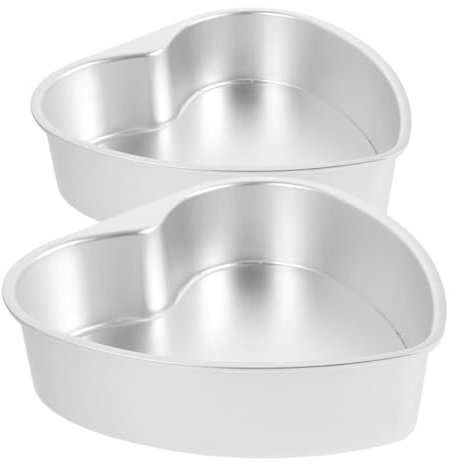 SHOWERORO Molde Para Hornear Con Forma De Corazón 7 Pulgadas 2 Piezas Aluminio Base Extraíble Adecuado Para Pasteles y Tartas Para Cumpleaños y Bodas