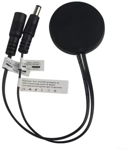 LED-Touch-Dimmer Controller, DC 12 V 24 V Holzbrett, Touch-Schalter, LED-Lichtdimm-Controller, 5 A, 20 cm Kabel, für-CPS-Serie Netzteile (schwarz)