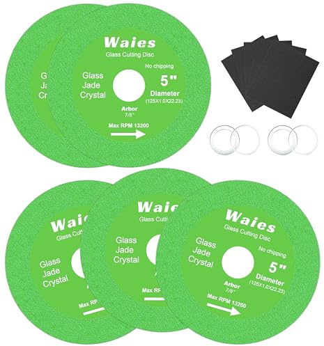 Waies 125mm Diamant Glas-Trennscheibe für Winkelschleifer | 22.23mm Innenloch Zum Schneiden von Glas Keramik Fliesen und Jade (5 Stück)