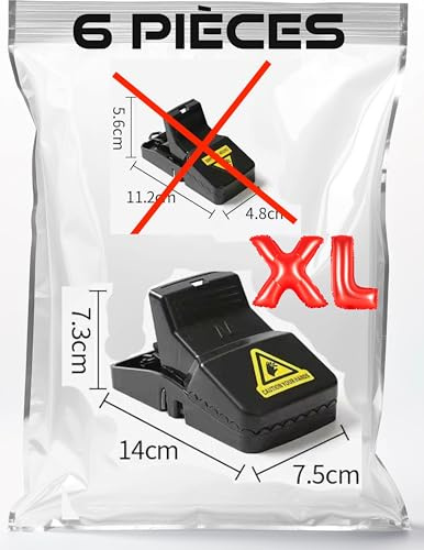 Piège à Rats (Lot de 6) - Piège à Souris Professionnel prêt à l’Emploi - Tapette à Souris sécurisée et Non Toxique - Attrape Souris Puissant - Anti Souris intérieur/extérieur - tapette à Rats