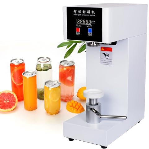 180W Electric Can Sealing Machine with Counter & LCD Display, 5.5cm Dia 14-21cm Height Soda Can Seamer Machine for Plastic Aluminum Cans, Tin Can Sealer Machine for Commercial Home Use,White-110V