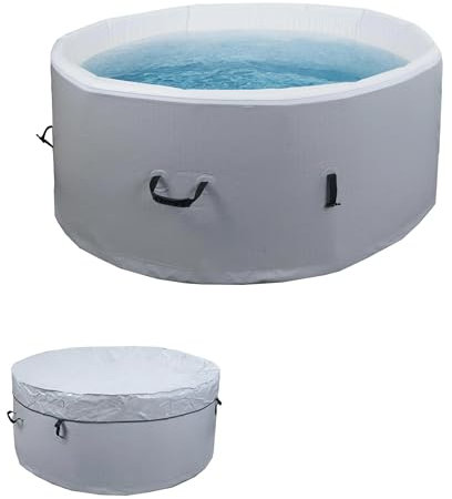 Mendler Whirlpool HWC-N97, Ersatz-Pool 4 Personen, In-/Outdoor aufblasbar Dropstitch-Gewebe, rund Ø150cm grau-weiß