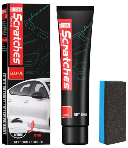ZYEKIU Efface Rayure Voiture Polish Voiture Cire 100ML Crème de Réparation de Rayures de Voiture pour Rayure Dissolvant Rayures avec Une Eponge Anti Rayure Voiture Carrosserie Efface Rayure Efficace