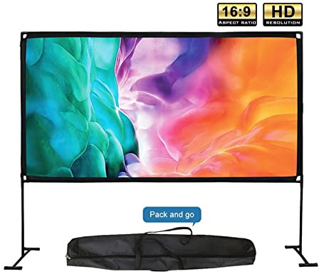 Pantalla de proyector Pantalla de proyector portátil de 100 120 pulgadas. 3D 4k Cortina de cine de camping HD 16: 9 Pantalla de proyección de soporte al aire libre Vedio(120 inch)